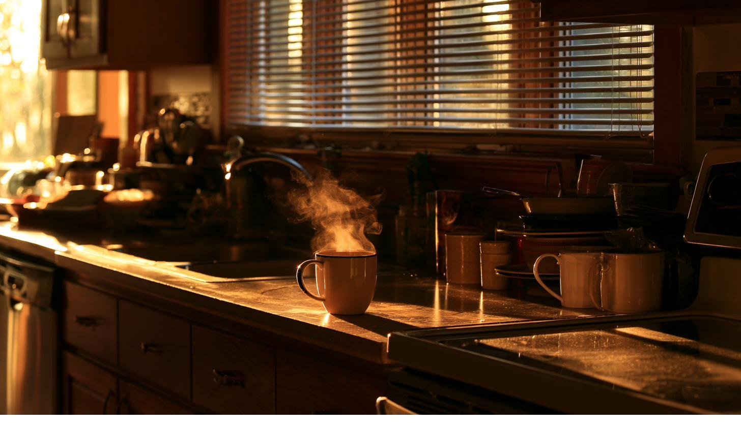 A kitchen in early morning light