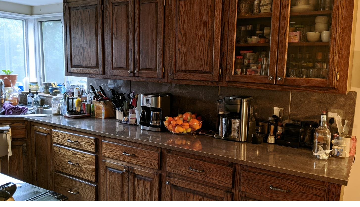 The same counter — one section cleared